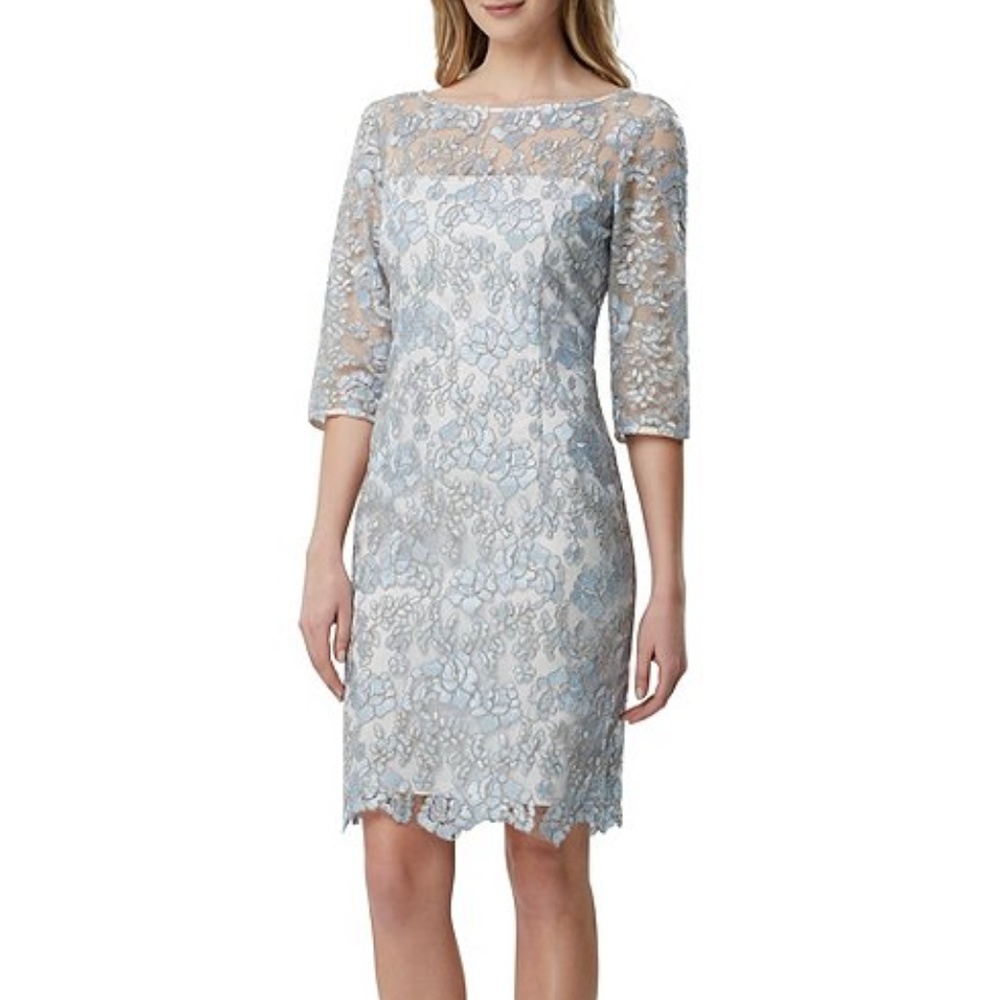 Tahari  Crew-neck Embellished Sheath Dress.Size 6.NWT.